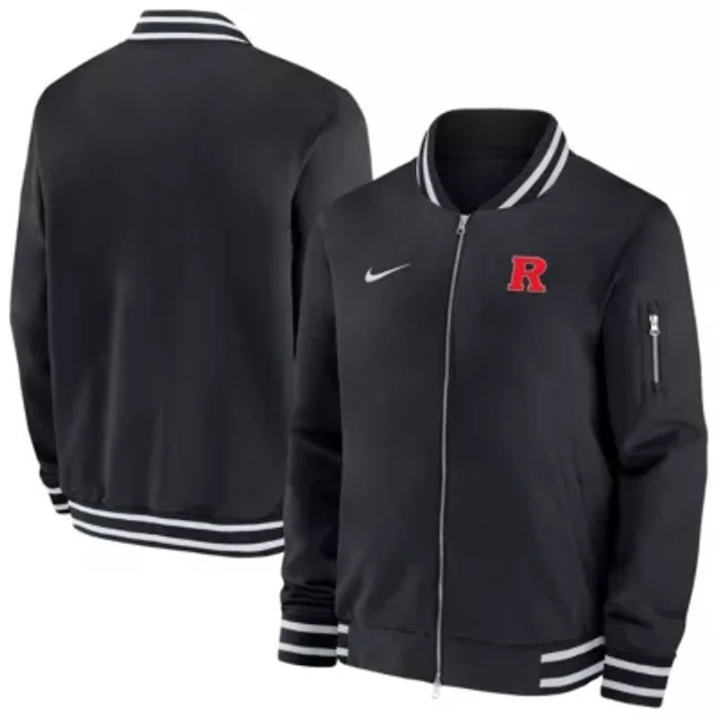 Rutgers Scarlet Knights NCAA Nike Sideline Relaxed Full-Zip Bomber Jacket