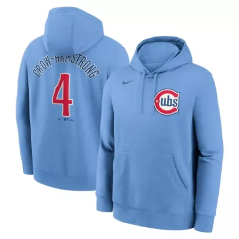 MLB Nike Pete Crow-Armstrong Light Chicago Cubs Player Name & Number Club Fleece Pullover Hoodie