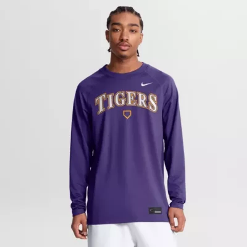 NCAA Nike LSU Tigers Dugout Game Time Raglan Dri-FIT Long Sleeve T-Shirt