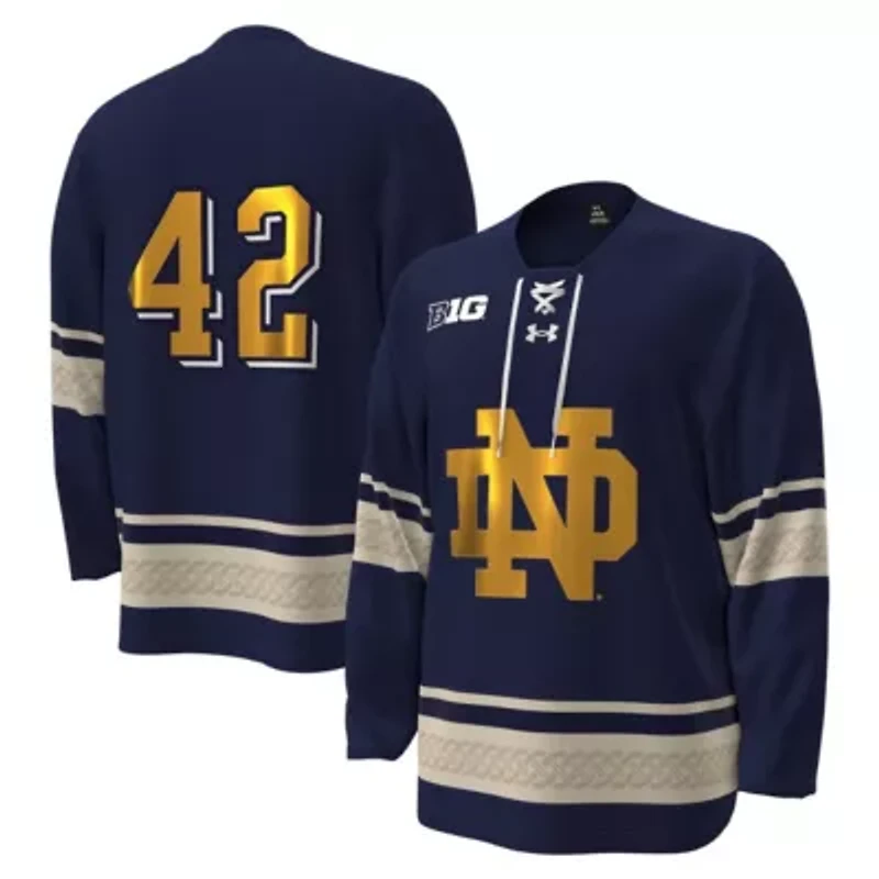 NCAA Under Armour #42 Notre Dame Fighting Irish Alternate Replica Hockey Jersey