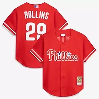 MLB Jimmy Rollins Philadelphia Phillies Cooperstown Mesh Batting Practice Button-Up Jersey