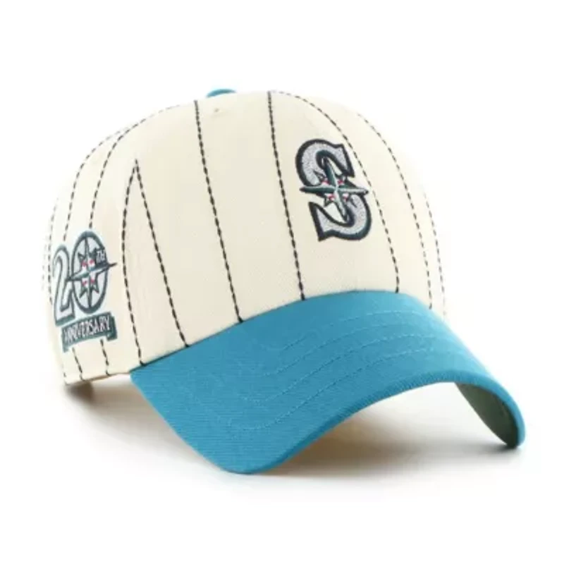 MLB x Natural/Teal Seattle Mariners Pinstripe Clean Up Adjustable Hat