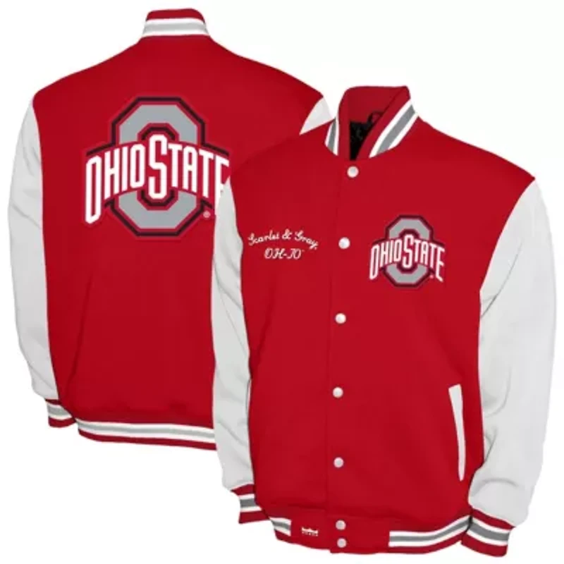 NCAA Franchise Club Ohio State Buckeyes Fleece Varsity Full-Snap Jacket