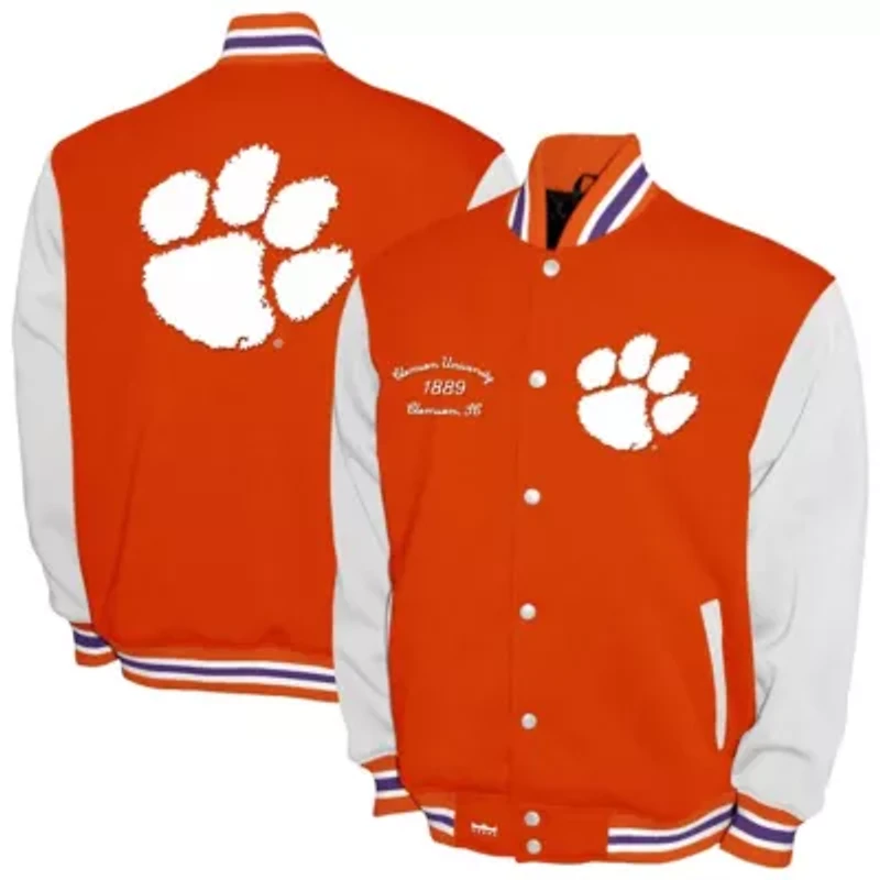 NCAA Franchise Club Clemson Tigers Fleece Varsity Full-Snap Jacket