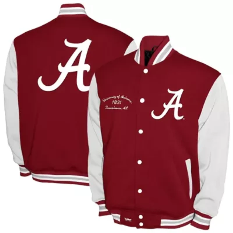 Alabama Crimson Tide NCAA Franchise Club Fleece Varsity Full-Snap Jacket