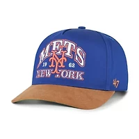 MLB Royal/Brown New York Mets Cooperstown Break Wood Suede Hitch Adjustable Hat