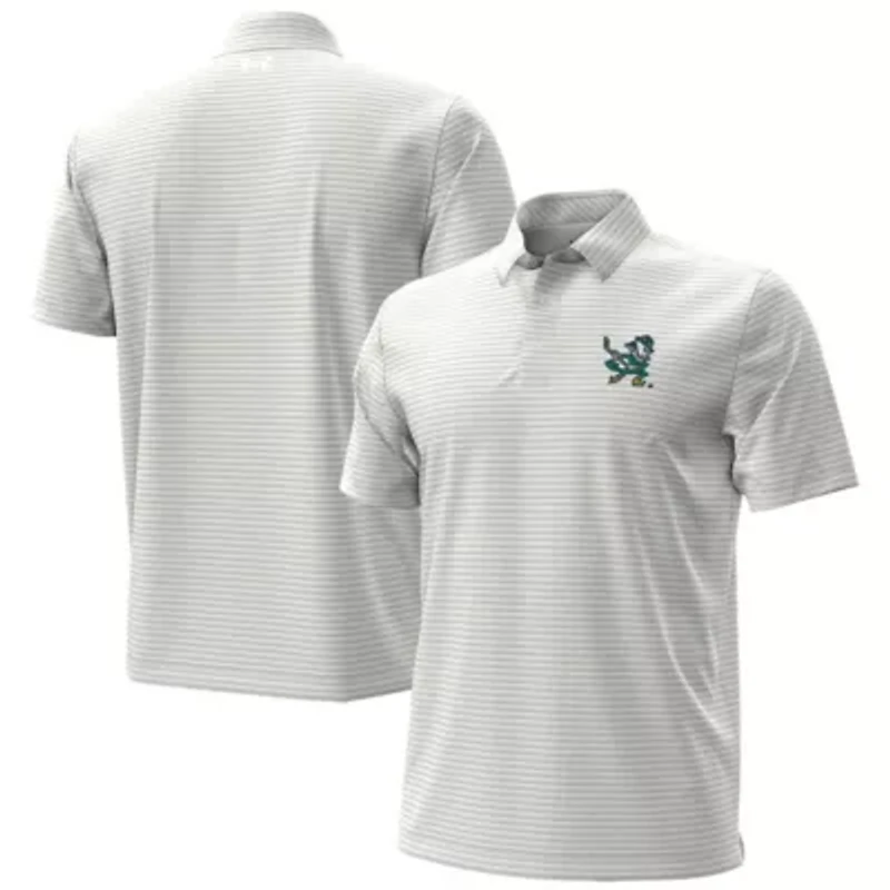 NCAA Under Armour Notre Dame Fighting Irish Hockey Leprechaun Drive Micro Groove Stripe Polo