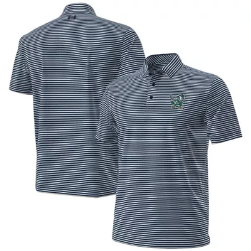 NCAA Under Armour Notre Dame Fighting Irish Hockey Leprechaun Drive Micro Groove Stripe Polo