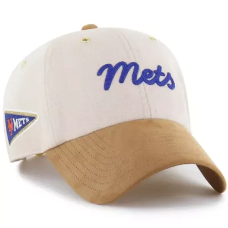 MLB x Lane Natural/Tan New York Mets Script Charm Clean Up Adjustable Hat