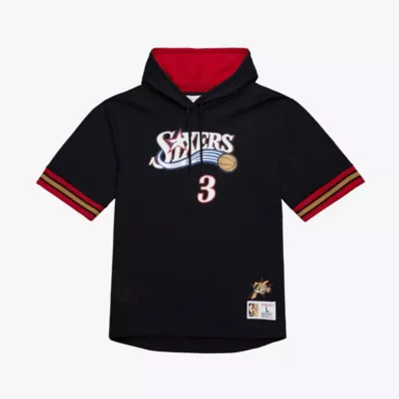 NBA Allen Iverson Philadelphia 76ers Mesh Name & Number Short Sleeve Hoodie