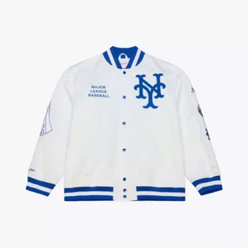 MLB New York Mets Cooperstown Collection Arctic Lightweight Satin Full-Snap Jacket