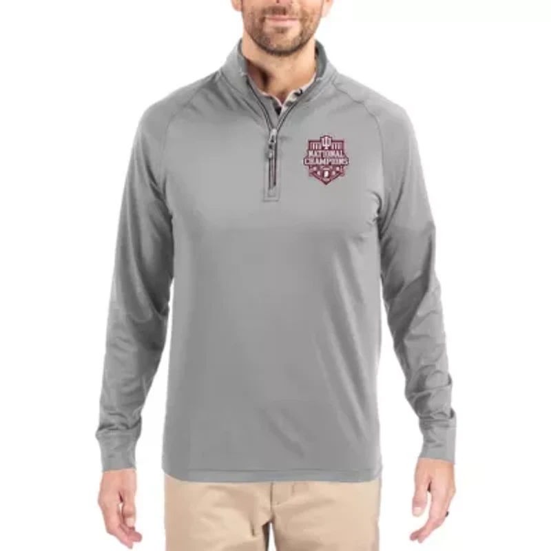 NCAA Indiana Hoosiers Football Playoff 2025 National s Adapt Eco Knit Stretch Raglan Quarter-Zip Pullover
