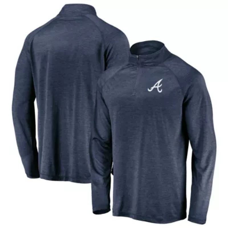 MLB Atlanta Braves Iconic Striated Primary Logo Raglan Quarter-Zip Pullover Jacket