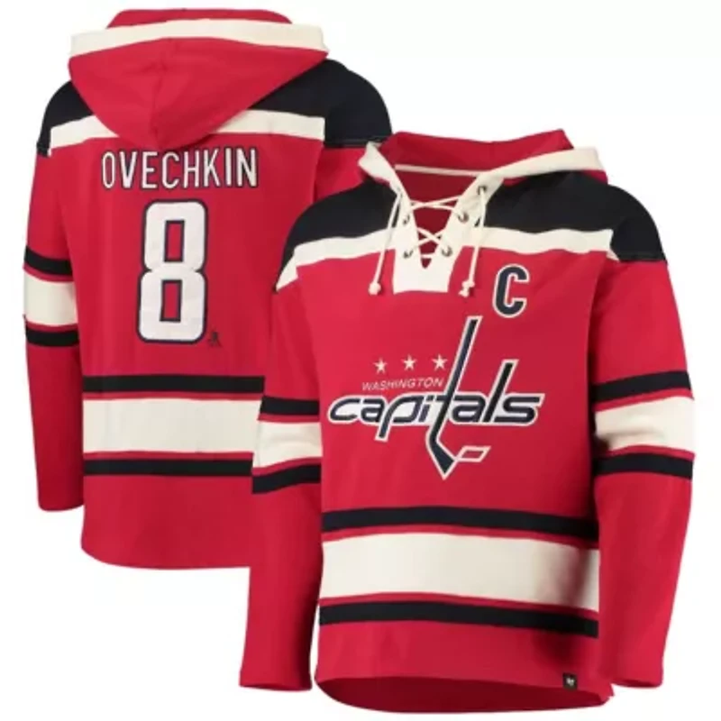 NHL Alexander Ovechkin Washington Capitals Player Name & Number Lacer Pullover Hoodie