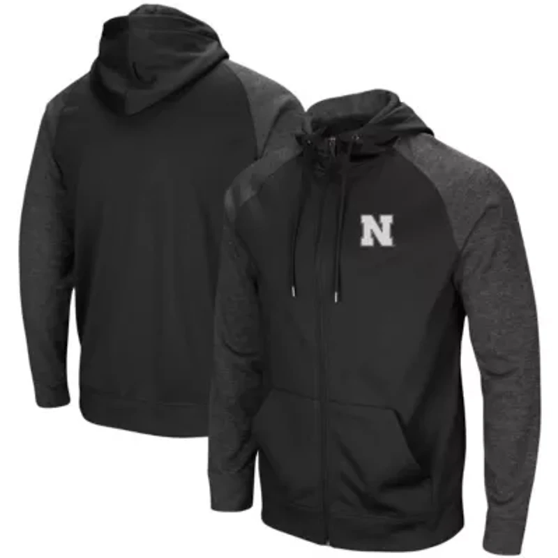 NCAA Nebraska Huskers Big & Tall Blackout Raglan Full-Zip Hoodie