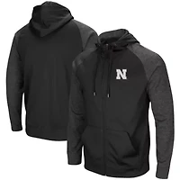 NCAA Nebraska Huskers Big & Tall Blackout Raglan Full-Zip Hoodie