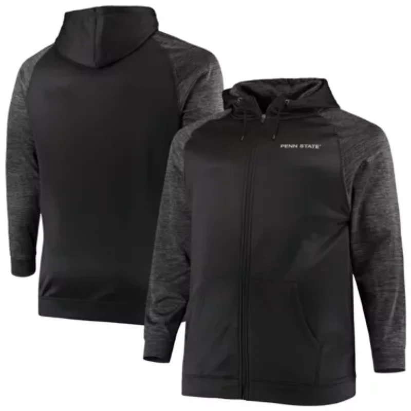 NCAA Penn State Nittany Lions Big & Tall Blackout Raglan Full-Zip Hoodie