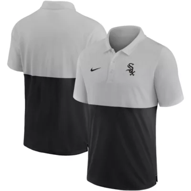 Chicago White Sox MLB Nike Silver/Black Team Baseline Striped Performance Polo