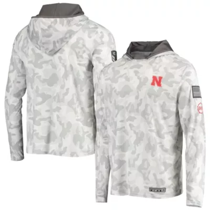 NCAA Arctic Nebraska Huskers OHT Military Appreciation Long Sleeve Hoodie Top
