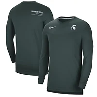 NCAA Nike Michigan State Spartans 2022 Coach Performance Long Sleeve V-Neck T-Shirt
