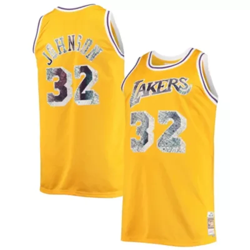 NBA Magic Johnson Los Angeles Lakers Big & Tall 1984/85 75th Anniversary Diamond Swingman Jersey