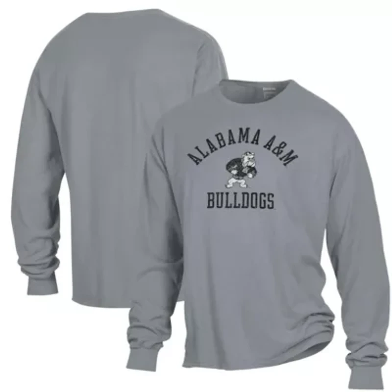NCAA Alabama A&M Bulldogs Arch Logo Garment Dyed Long Sleeve T-Shirt