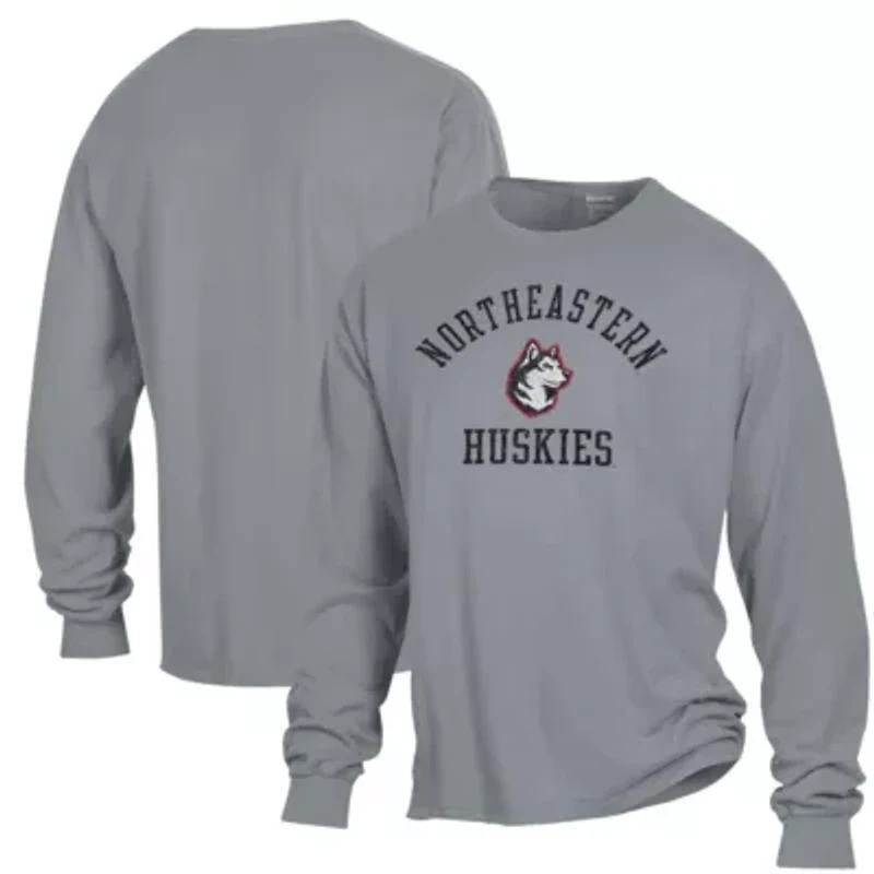 NCAA Northeastern Huskies Arch Logo Garment Dyed Long Sleeve T-Shirt