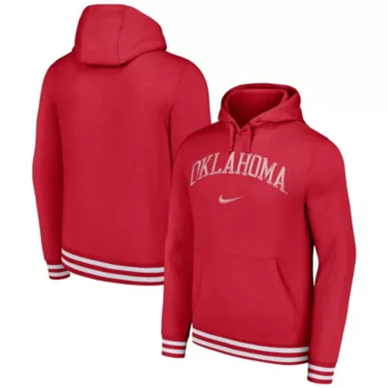 NCAA Nike Oklahoma Sooners Distressed Sketch Retro Fitted Pullover Hoodie