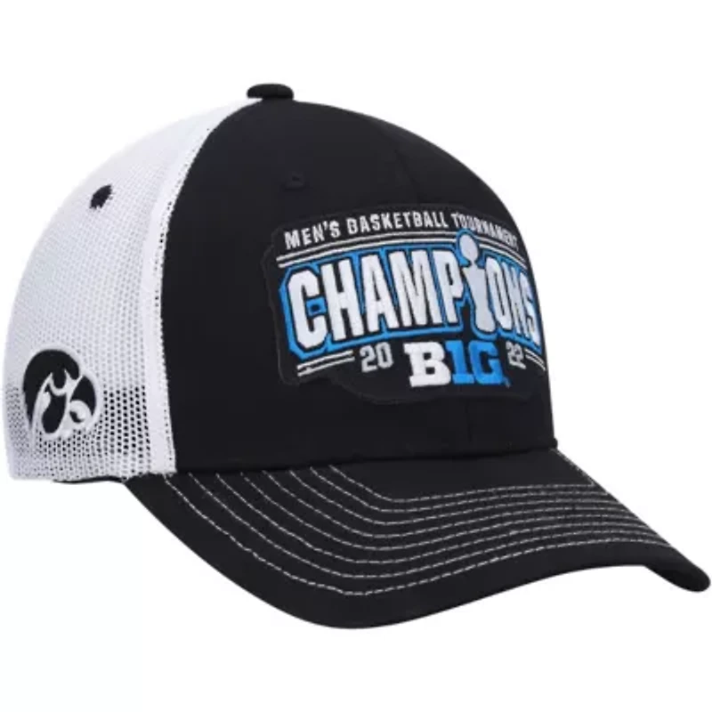 NCAA Black/White Iowa Hawkeyes 2022 Big Ten Basketball Conference Tournament s Locker Room Adjustable Hat