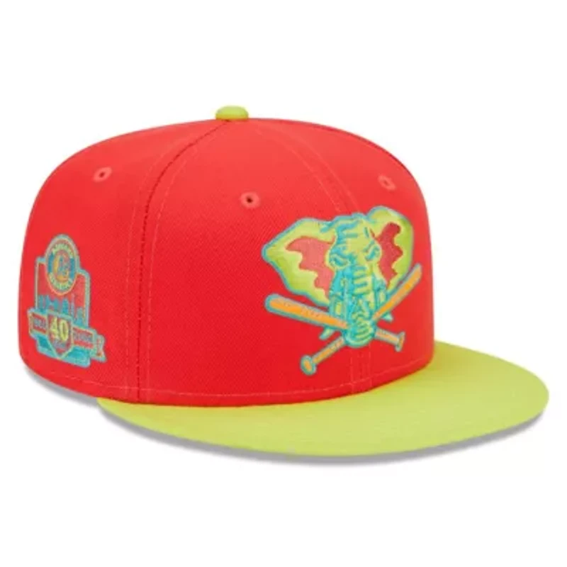 Oakland Athletics MLB Red/Neon 40th Anniversary Lava Highlighter Combo 59FIFTY Fitted Hat