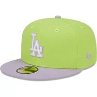 MLB Neon Green/Lavender Los Angeles Dodgers Spring Color Two-Tone 59FIFTY Fitted Hat