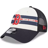 Boston Red Sox MLB White/Navy Boston Sox Team Stripe Trucker 9FORTY Snapback Hat
