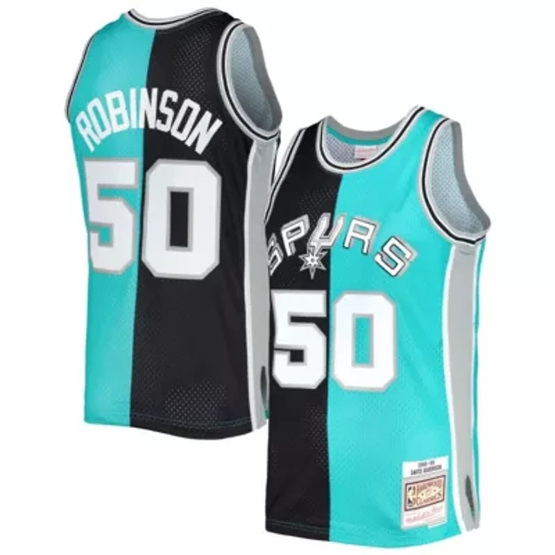 NBA David Robinson Black/Teal San Antonio Spurs Hardwood Classics 1998/99 Split Swingman Jersey