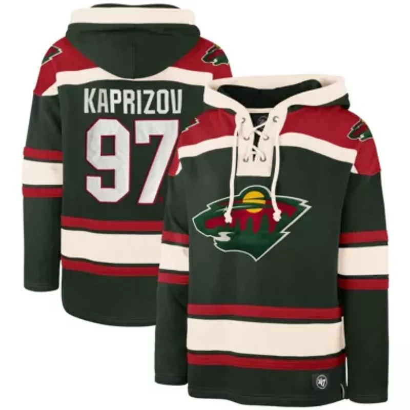 NHL Kirill Kaprizov Minnesota Wild Player Name & Number Lacer Pullover Hoodie