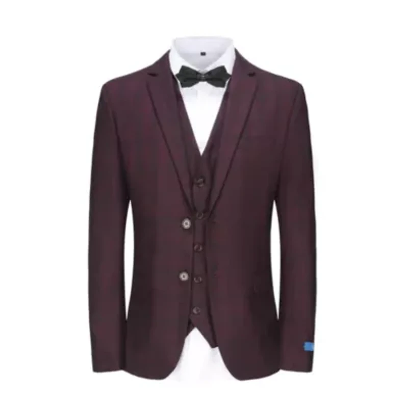 Men's 3-Piece Slim Fit Check Suit