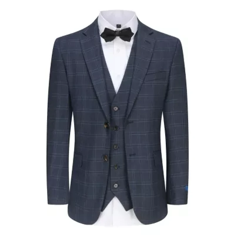 Men's Slim Fit 3PC Tailored Blue Check Suit