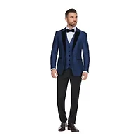 Men's 3-Piece Peak Lapel Satin Trim Tuxedo with Subtle Sheen