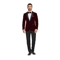 Men's 2-Piece Velvet Birdseye Lapel Slim-Fit Tuxedo With Performance Stretch Pants & Bow Tie