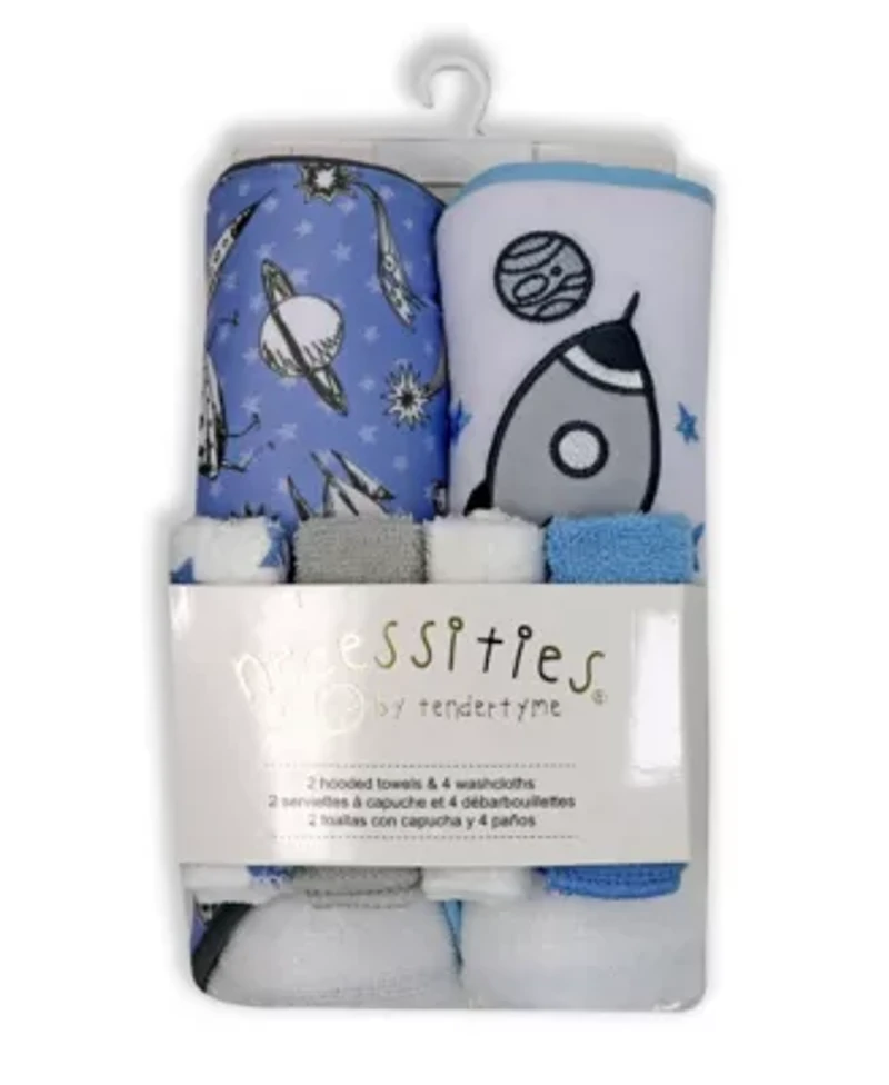 Baby Boys and Girls 2 Pack Hooded Towels with 4 Washcloths