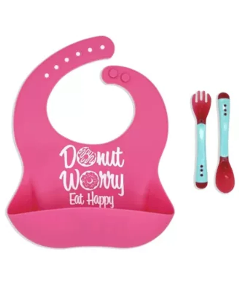 Baby Boys and Girls Silicone Bib with Spoon and Fork
