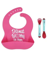 Baby Boys and Girls Silicone Bib with Spoon and Fork