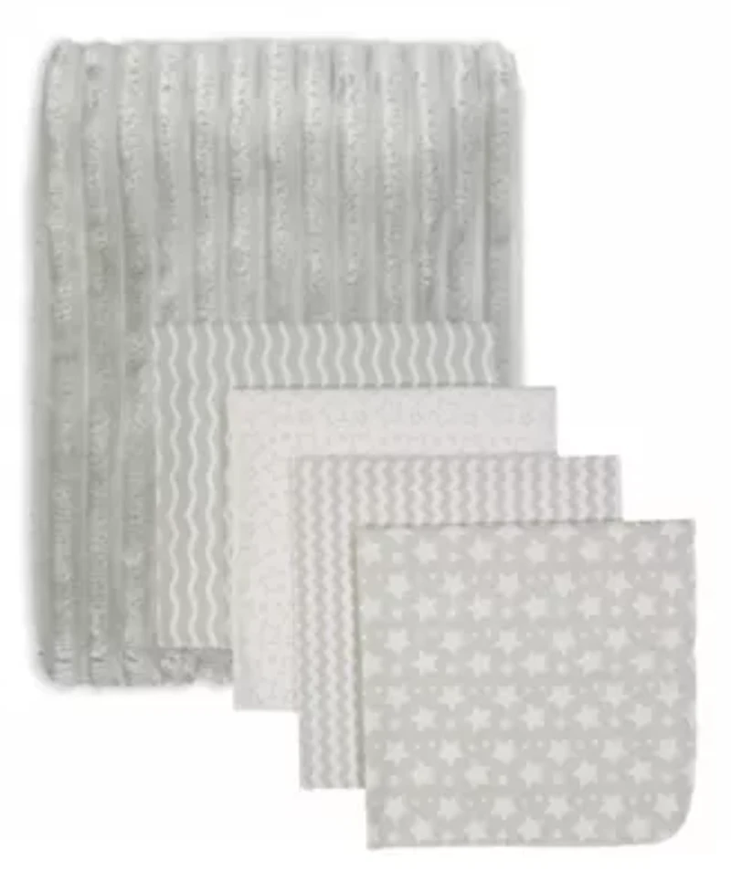 Baby Girls Striped Blanket with 4 Receiving Blankets