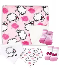 Baby Boys and Girls Minky Blanket with 4 Piece Accessory Set