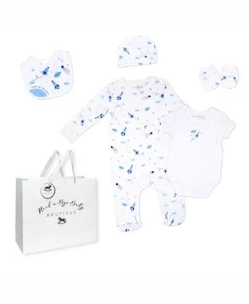 Baby Boys Rocket Ships Layette, 5 Piece Set