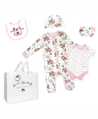 Baby Girls Rose Needlepoint Layette, 5 Piece Set