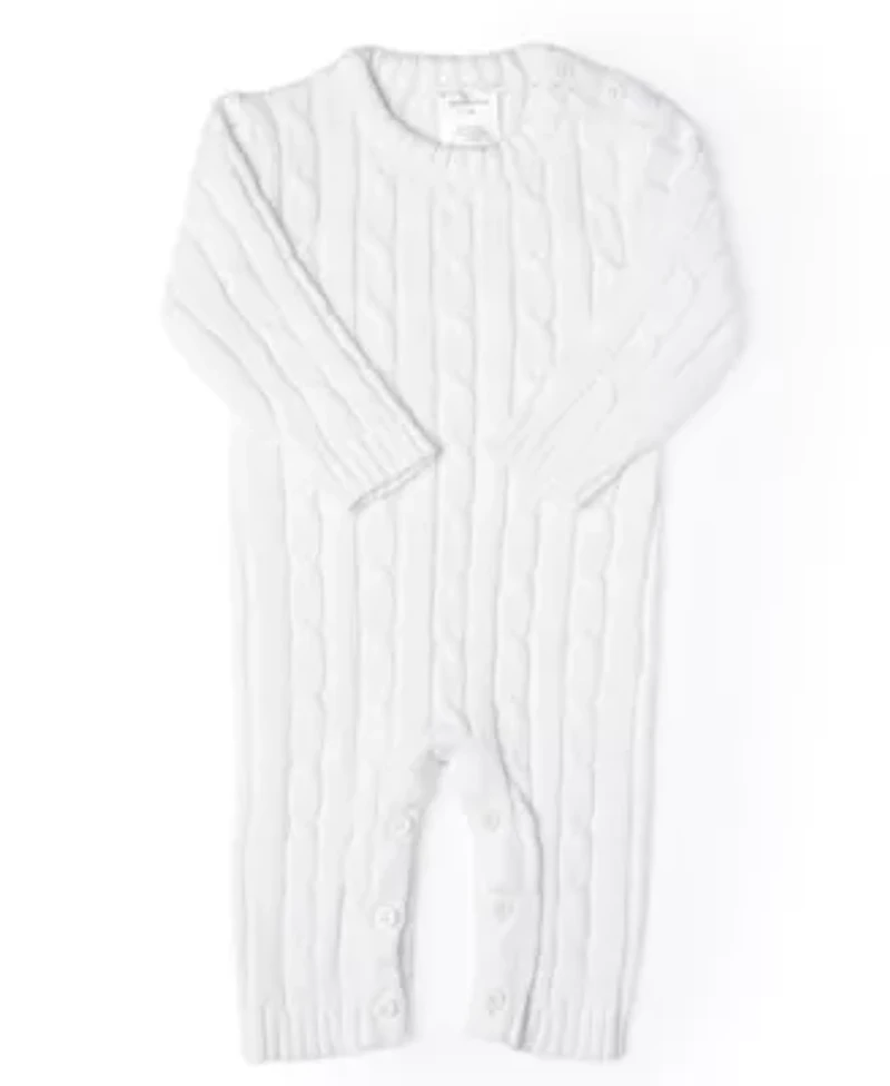 Baby Boys and Girls Long Sleeved Cable Knit Romper