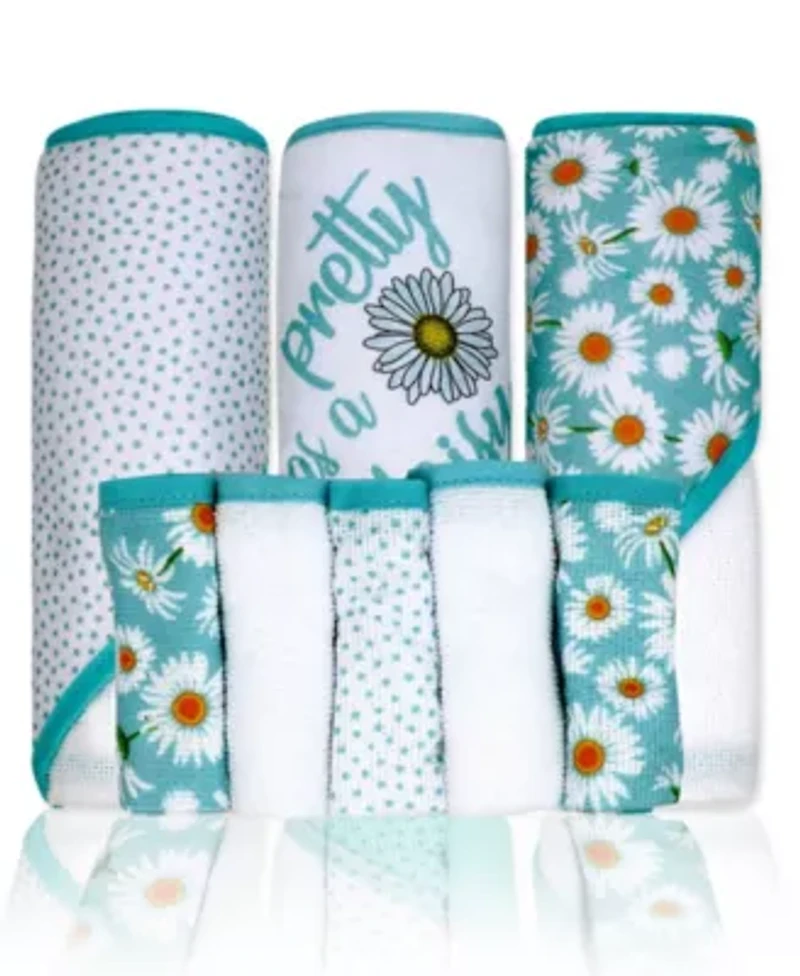 Baby Boys and Girls 8 Piece Hooded Bath Towel Wash Cloth Set