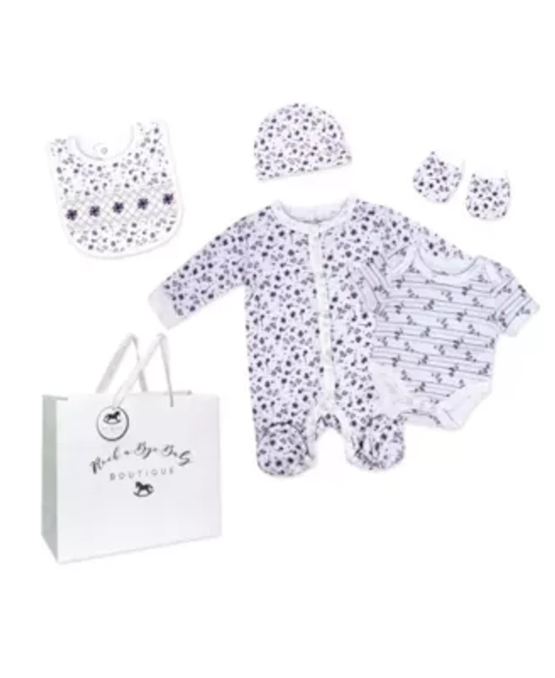 Baby Girls Purple Flower 5 Piece Layette Gift Set