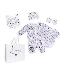 Baby Girls Purple Flower 5 Piece Layette Gift Set