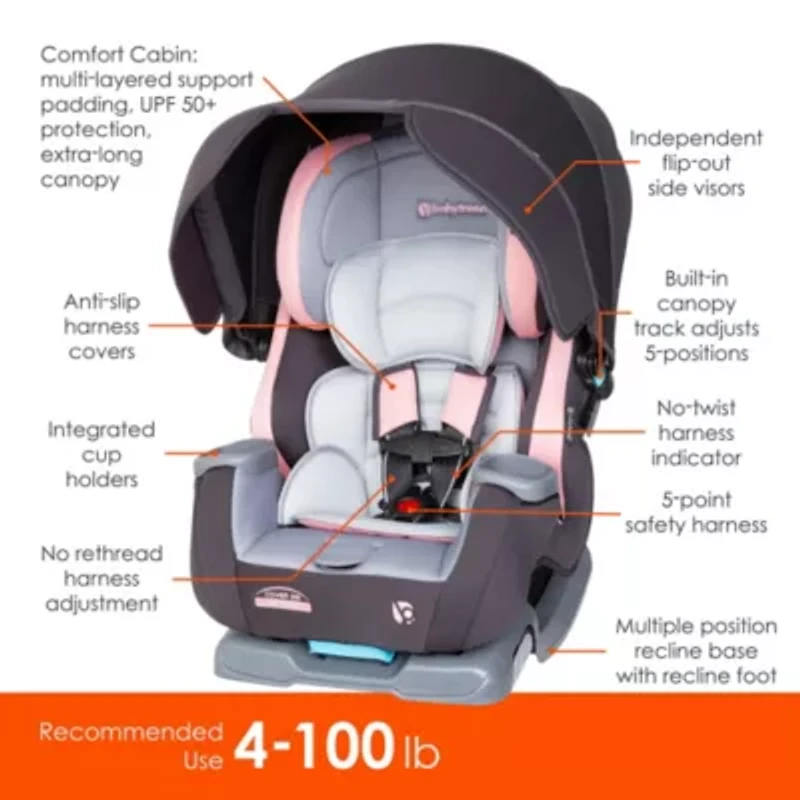 Cover Me™ 4-In-1 Convertible Car Seat-Quartz Pink